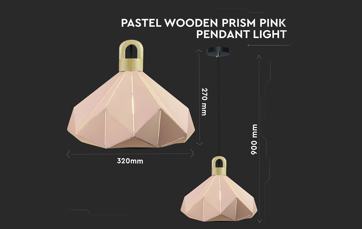 V-tac hanglamp - prisma roze