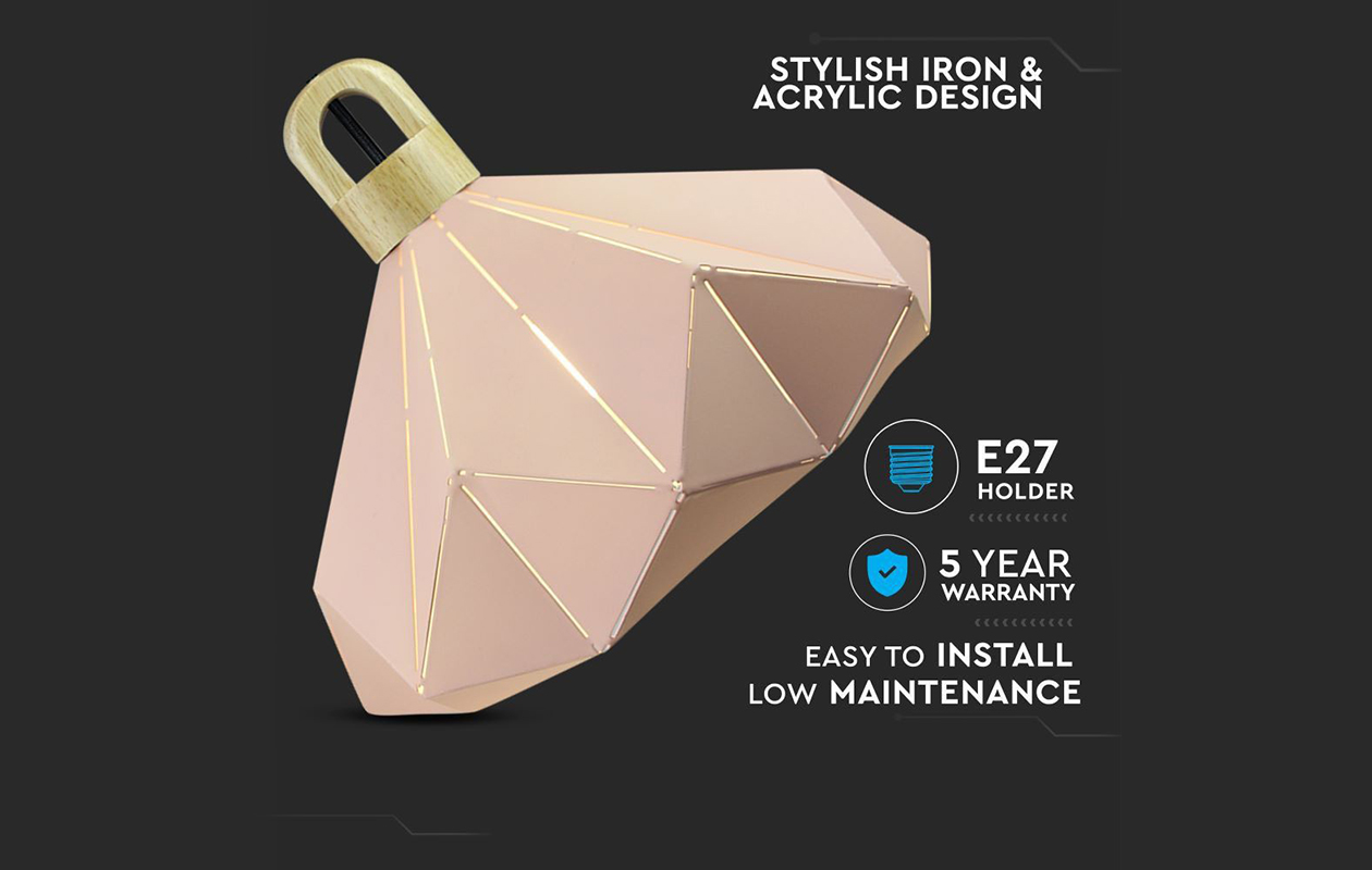 V-tac hanglamp - prisma roze