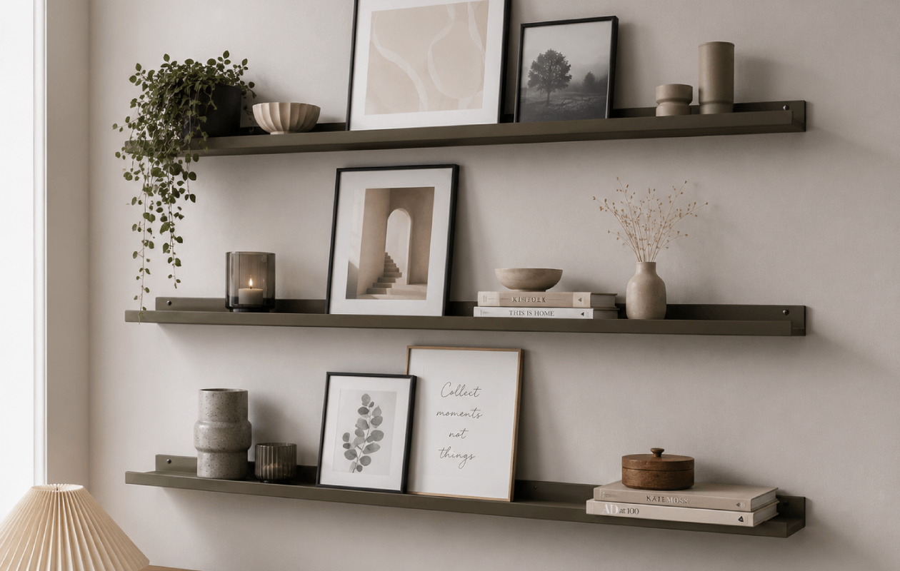 WOOOD Studio Fotolijstplank 120 cm – Wandplank – Military Brown