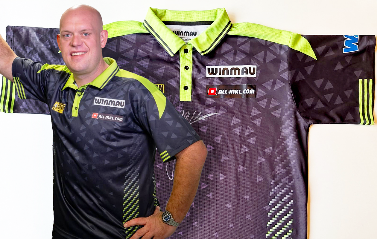 Radio 10 voor Alpe d’HuZes: Gesigneerd dartshirt van Michael van Gerwen