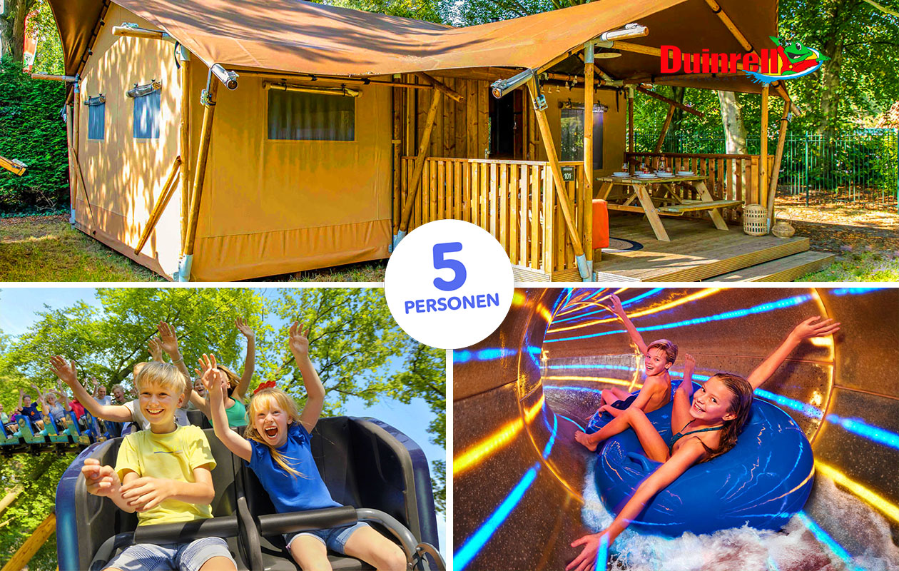 Verblijf in een 5-persoons Luxe Lodgetent op Vakantiepark Duinrell