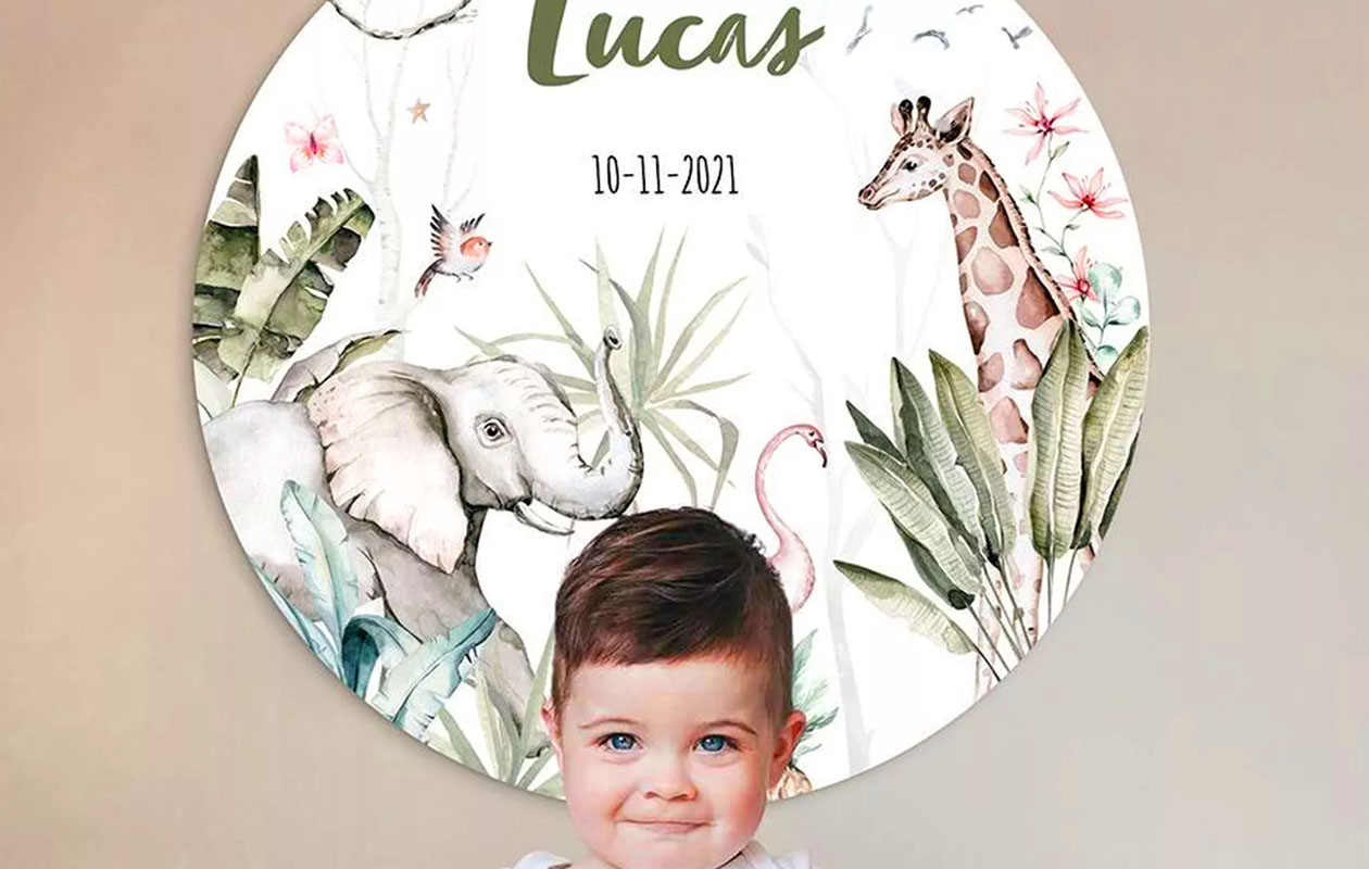 Ontvang €34,95 korting op een gepersonaliseerde geboortecirkel (ø 20 cm)