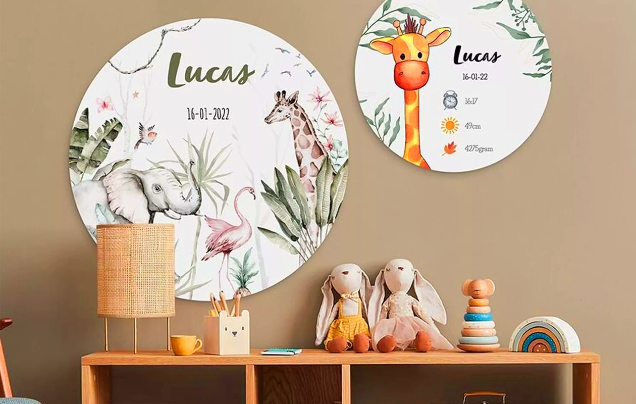 Ontvang €34,95 korting op een gepersonaliseerde geboortecirkel (ø 20 cm)